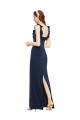 Online Scoop Neck with Ruffles Long Crepe Prom Dress with Back Slit UK