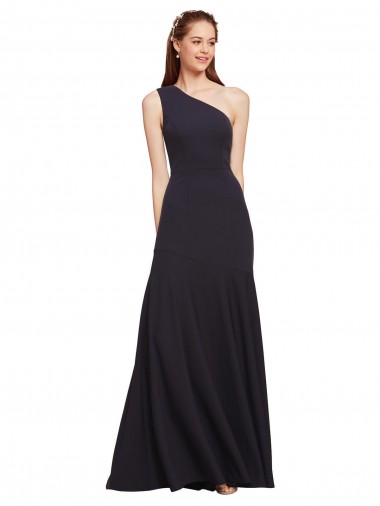 Online Fit and Flare Crepe Prom Dress with One Shoulder UK