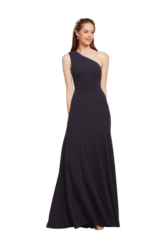 Online Fit and Flare Crepe Prom Dress with One Shoulder UK