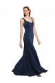 Online Fit and Flare Long Crepe Prom Dress with Round Neck UK