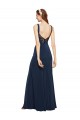Online Fit and Flare Long Crepe Prom Dress with Round Neck UK