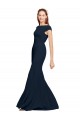 Online Fit and Flare Long Crepe Prom Dress with Tie Open Back UK