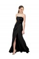 Online Strapless Fit and Flare Long Crepe Prom Dress with Knot and Slit UK