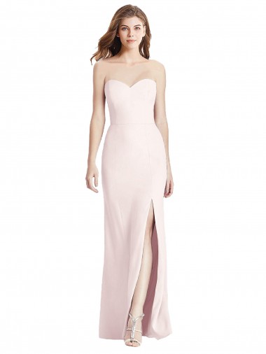 Online Strapless Crepe Trumpet Prom Dress with Front Slit UK
