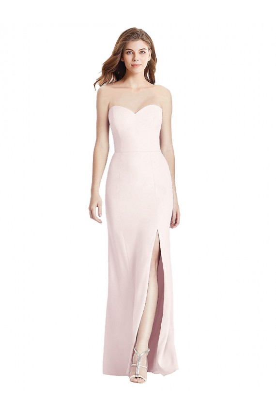 Online Strapless Crepe Trumpet Prom Dress with Front Slit UK