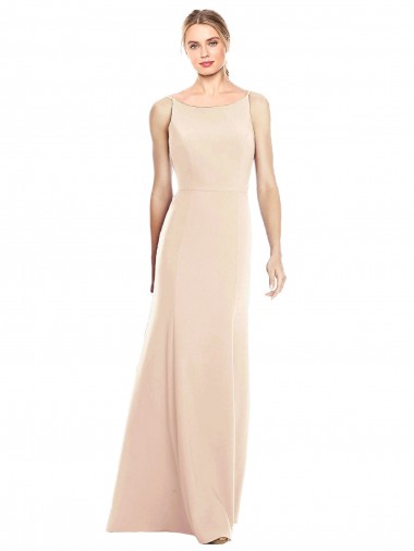 Online V-Spaghetti Strap Open Back Bateau Neck Trumpet Prom Dress UK