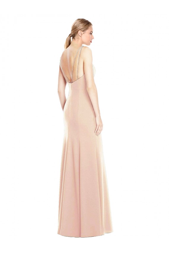 Online V-Spaghetti Strap Open Back Bateau Neck Trumpet Prom Dress UK