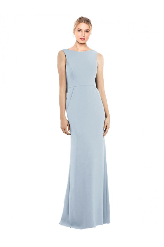 Online Draped Backless Crepe Prom Dress with Pockets UK