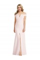 Online Off the Shoulder Notch Trumpet Crepe Prom Dress with Front Slit UK