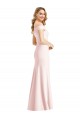 Online Off the Shoulder Notch Trumpet Crepe Prom Dress with Front Slit UK