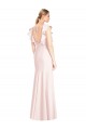 Online Ruffle Cap Sleeves Open Back Trumpet Prom Dress UK