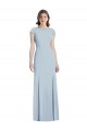 Online Bateau Neck Cap Sleeves Open Back Trumpet Prom Dress UK