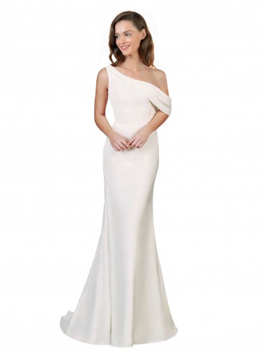 Online One Shoulder Crepe Prom Dress with Draped Off the Shoulder Strap UK