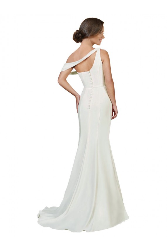 Online One Shoulder Crepe Prom Dress with Draped Off the Shoulder Strap UK