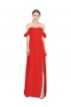 Online Double Ruffle Flounce Sleeves Crepe Prom Dress with Slit UK
