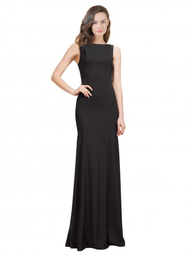 Online Sleeveless Bateau Neckline Crepe Prom Dress with Twist Back UK