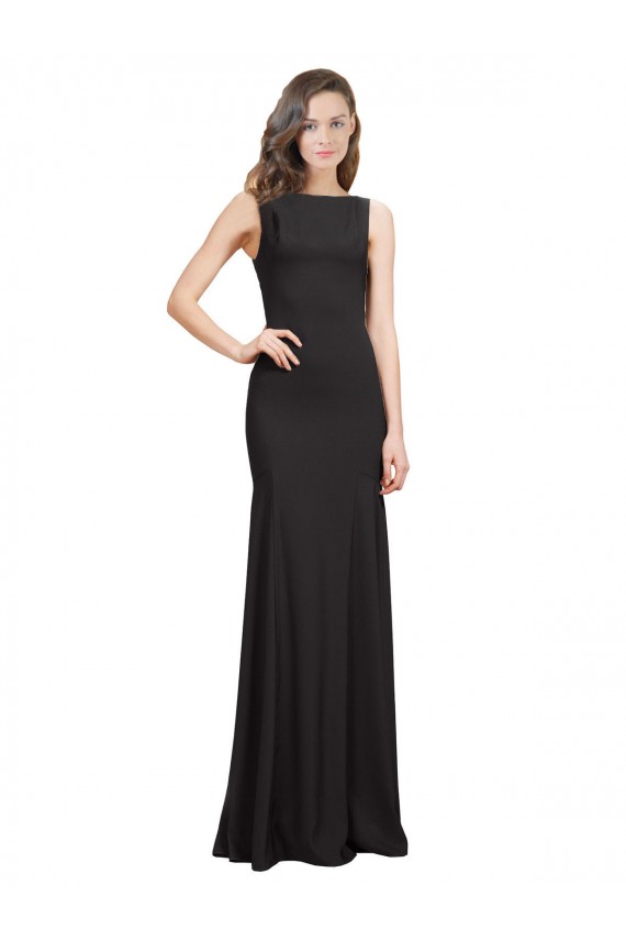 Online Sleeveless Bateau Neckline Crepe Prom Dress with Twist Back UK
