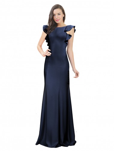Online Sleeveless Crepe Prom Dress with Cascading Ruffle and Keyhole Back UK