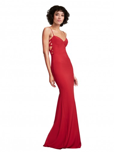 Online Spaghetti Strap Slip Neckline Crepe Prom Dress UK