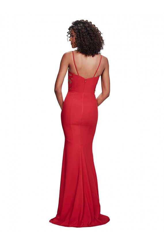 Online Spaghetti Strap Slip Neckline Crepe Prom Dress UK