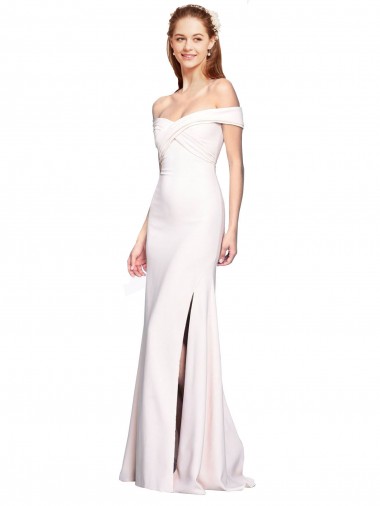 Online Criss Cross Off the Shoulder Crepe Prom Dress with Side Slit UK