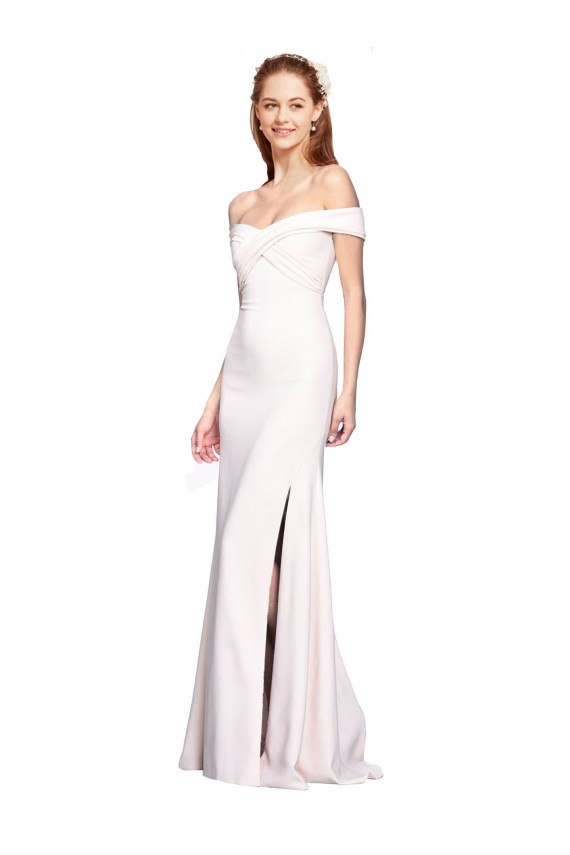 Online Criss Cross Off the Shoulder Crepe Prom Dress with Side Slit UK