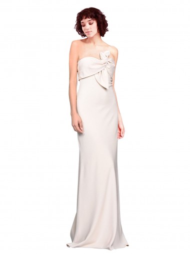 Online Strapless Crepe Fitted Prom Dress with Twist Bow UK