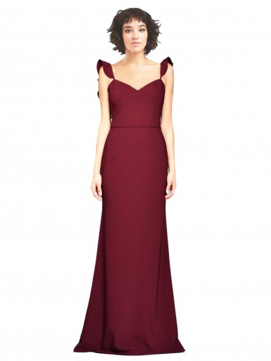 Online Crepe Slip Prom Dress with Ruffled Straps UK