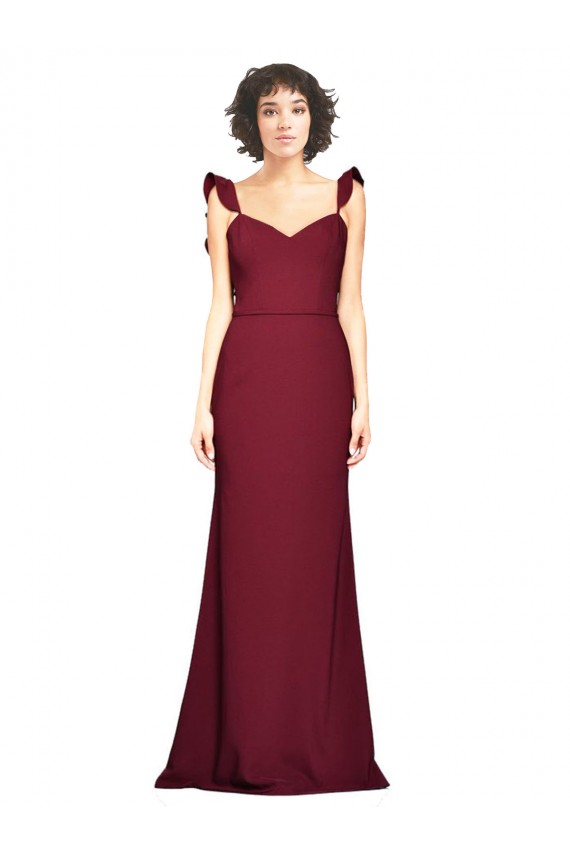 Online Crepe Slip Prom Dress with Ruffled Straps UK