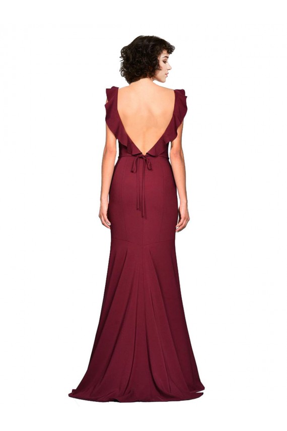 Online Crepe Slip Prom Dress with Ruffled Straps UK
