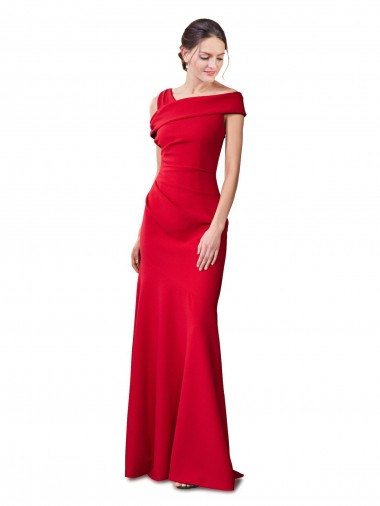 Online Sleeveless Ruched Crepe Mermaid Prom Dress with Off The Shoulder Detail UK