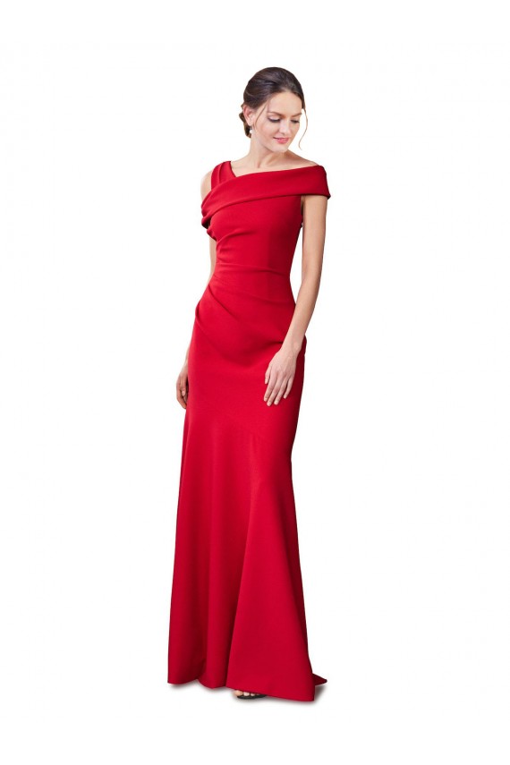 Online Sleeveless Ruched Crepe Mermaid Prom Dress with Off The Shoulder Detail UK