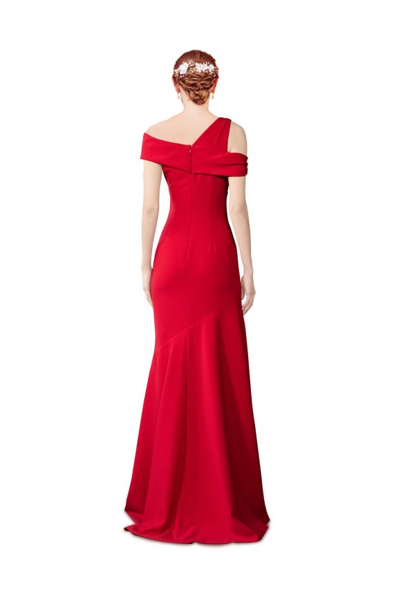 Online Sleeveless Ruched Crepe Mermaid Prom Dress with Off The Shoulder Detail UK