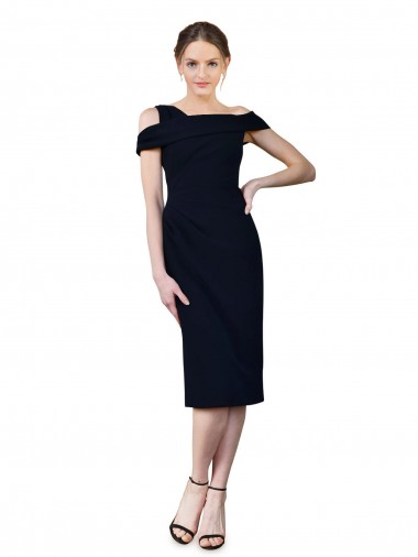 Online Draped Cross Shoulder Stretch Crepe Cocktail Prom Dress / Homecoming Dress UK