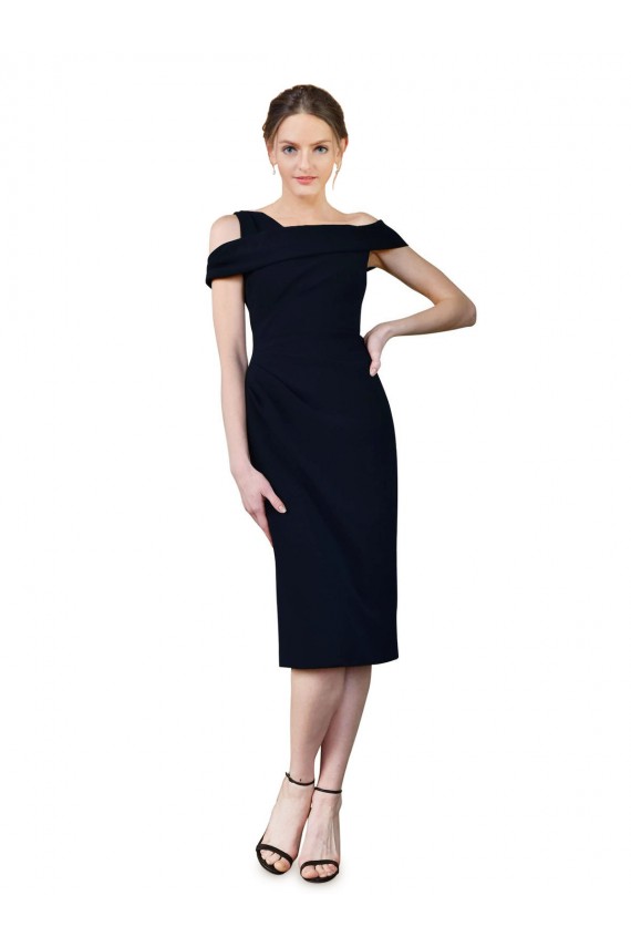 Online Draped Cross Shoulder Stretch Crepe Cocktail Prom Dress / Homecoming Dress UK