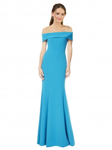 Online Off the Shoulder Crepe Prom Dress with Fitted Silhouette UK