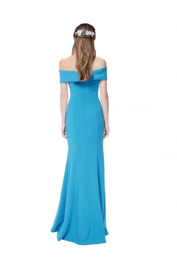 Online Off the Shoulder Crepe Prom Dress with Fitted Silhouette UK