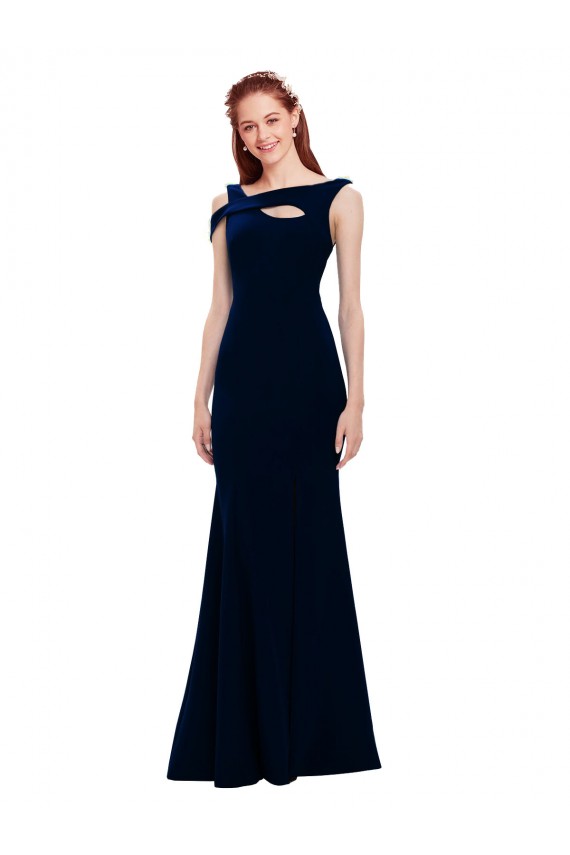 Online Sleeveless Crepe Mermaid Prom Dress with Side Slit UK