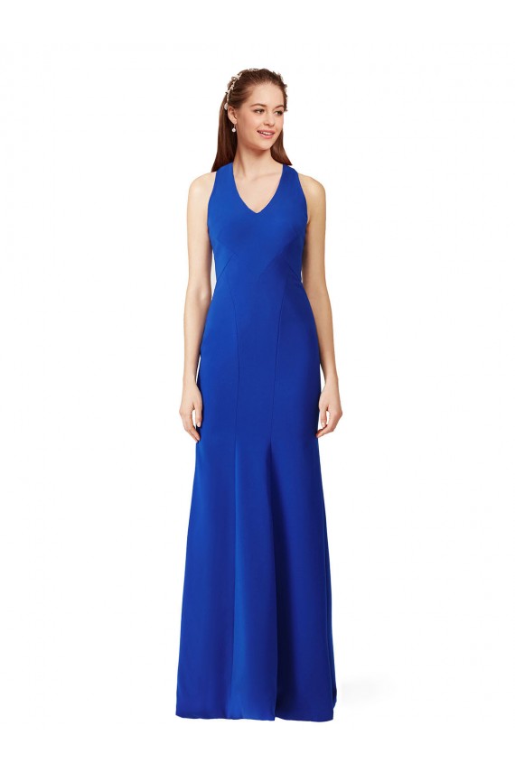 Online Halter V-Neck Long A-Line Crepe Prom Dress UK