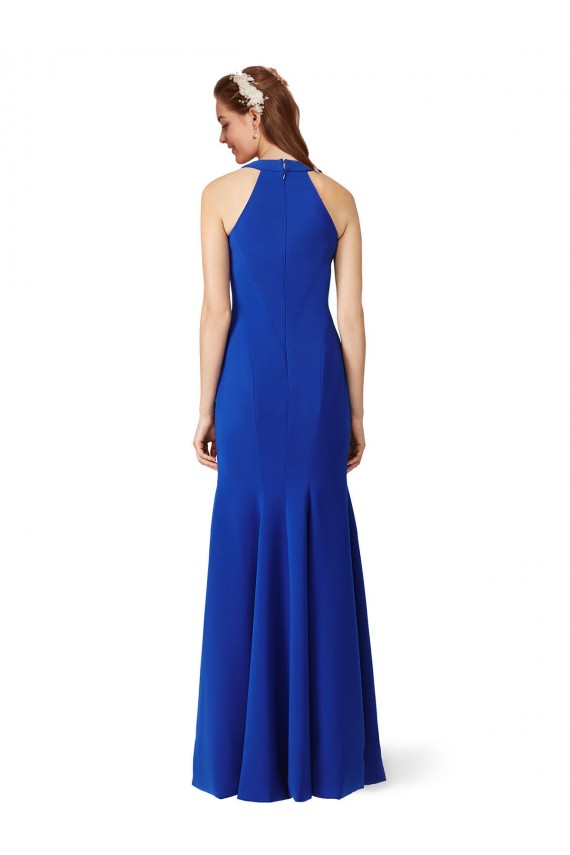 Online Halter V-Neck Long A-Line Crepe Prom Dress UK