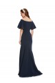 Online Off the Shoulder Crepe Prom Dress with Short Ruffle Sleeves. UK