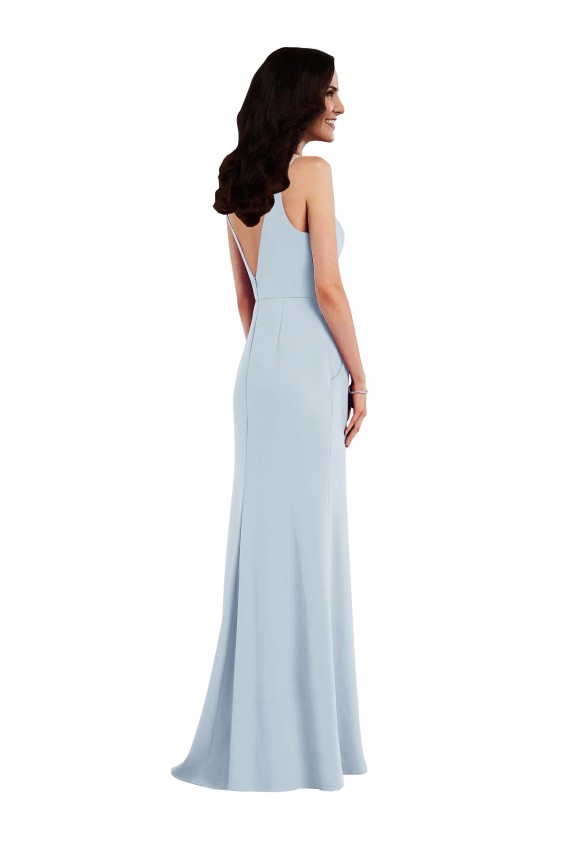 Online V Back Spaghetti Strap Maxi Prom Dress with Pockets UK