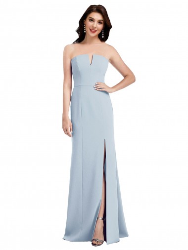 Online Strapless Notch Crepe Prom Dress with Front Slit UK