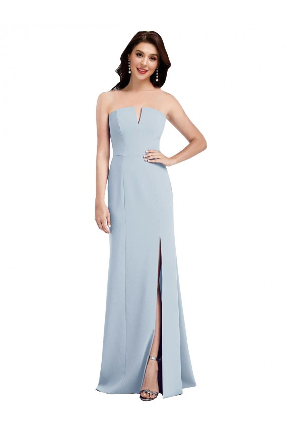Online Strapless Notch Crepe Prom Dress with Front Slit UK