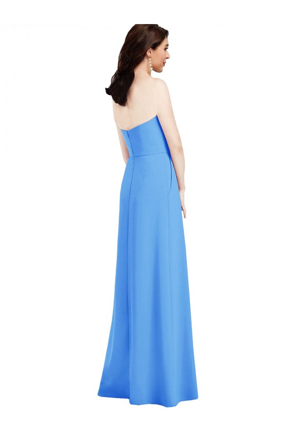 Online Strapless Pleated Skirt Crepe Prom Dress with Pockets UK