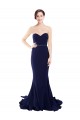 Online Strapless Sweetheart Neckline Crepe Prom Dress with Satin Waistband UK