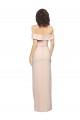 Online Off the Shoulder Long Crepe Prom Dress with Waist Tie and Slit UK