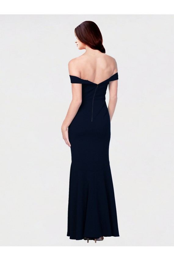 Online Mermaid Off the Shoulder Long Crepe Prom Dress with Low Back UK