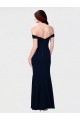 Online Mermaid Off the Shoulder Long Crepe Prom Dress with Low Back UK