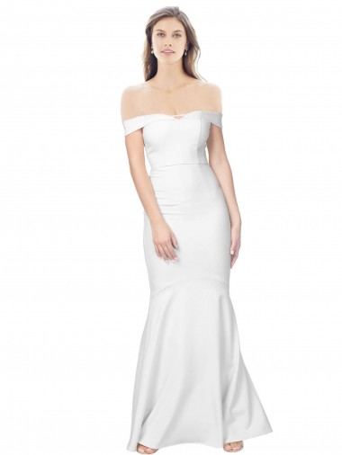 Online Mermaid Off the Shoulder Long Crepe Prom Dress with Low Back UK